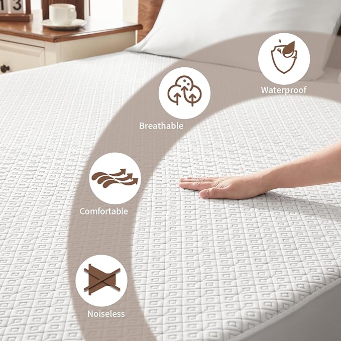 BEDLORE Twin Mattress Protector, Waterproof Noiseless Mattress Cover - Image 2