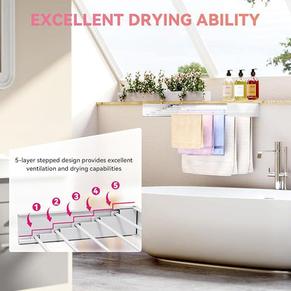 APEXCHASER Wall Mounted Clothes Drying Rack, Laundry Drying Rack Retractable - Image 3