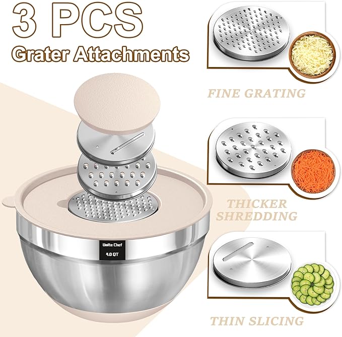 Umite Chef Mixing Bowls with Airtight Lids Set, Non-Slip Bottoms, 1.5QT - Image 3