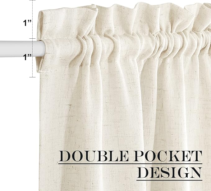 NICETOWN Door Window Curtains 80 inch Length, Farmhouse Linen Textured Front - Image 6