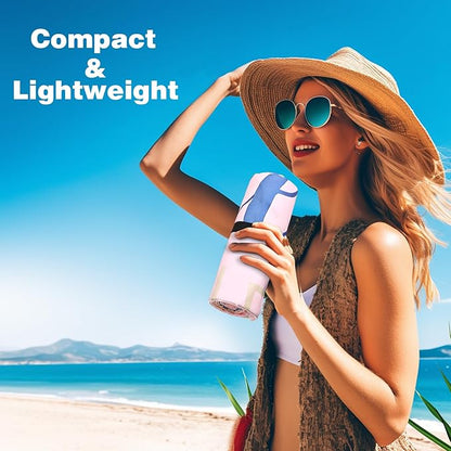 Large Beach Towel, 71" x 39" Oversized Lightweight Compact Quick Dry Sand Free Towel for Travel Swim Pool Yoga Gym Camping (Pink)