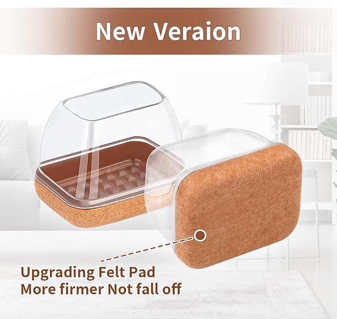Ezprotekt 24 Pcs Rectangle Clear Felt Chair Leg Floor Protectors Caps - Image 3