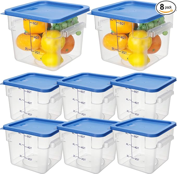 Lallisa 8 Pack 6 Qt Commercial Food Storage Containers by Lallisa