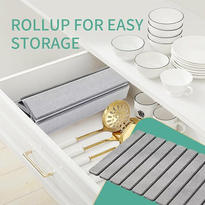 Stone Drying Mat for Kitchen Counter, Collapsible Dish Drying Mat, Fast Drying - Image 5