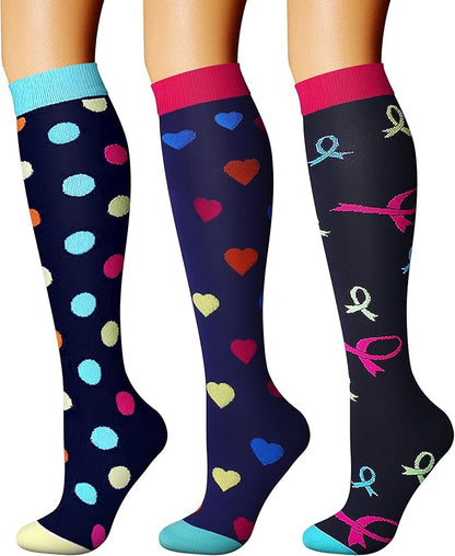 CHARMKING Compression Socks for Women & Men Circulation (3 Pairs) 15-20 mmHg is Best Support for Athletic Running Cycling