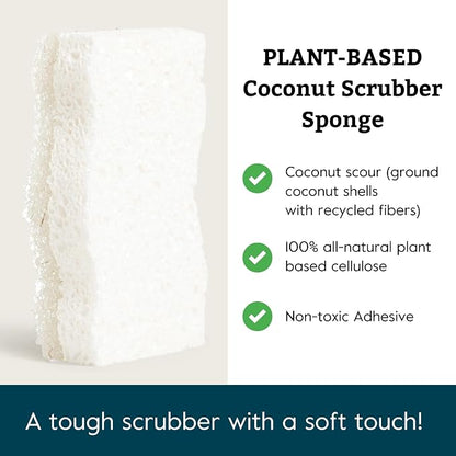 Grove Co. Sponges, Natural Coconut Scrubber Kitchen Sponge, Dual-Sided - Image 2