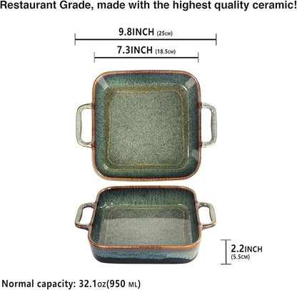 7" x 7" Porcelain Square Casserole Dishes, 2 pieces Baking Dish - Image 2