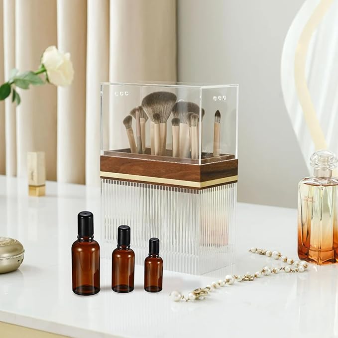 10ML Roller Bottles for Essential Oil, 4 Pack Empty Amber Glass Roller Bottle for Perfume Oil, Roll on Bottles with Stainless Steel Roller Balls, Opener, Funnel and Dropper