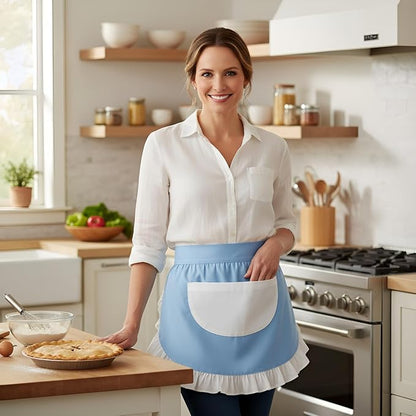 CRB Fashion Waist Apron Kitchen Cooking Restaurant Cotton Bistro Half Aprons - Image 6