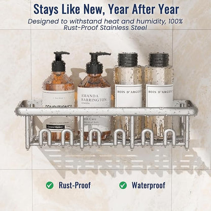 8 Pack Adhesive Rustproof Shower Shelves - Image 2