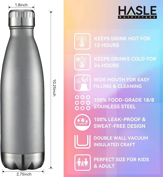 HASLE OUTFITTERS 17oz Stainless Steel Water Bottles Bulk, Vacuum Insulated - Image 5