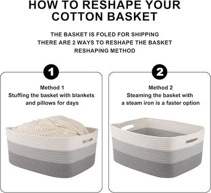 Large Storage Basket for Organizing, Woven Rope Basket for Shelves, Closet - Image 8
