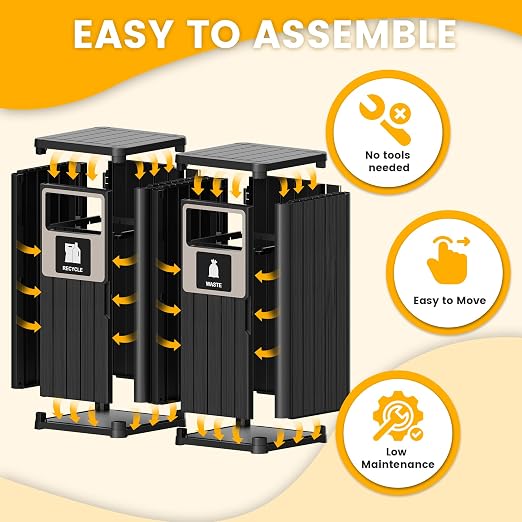 Outdoor Trash Can, Waterproof Resin Garbage Can Indoor and Outdoor Use - Image 9