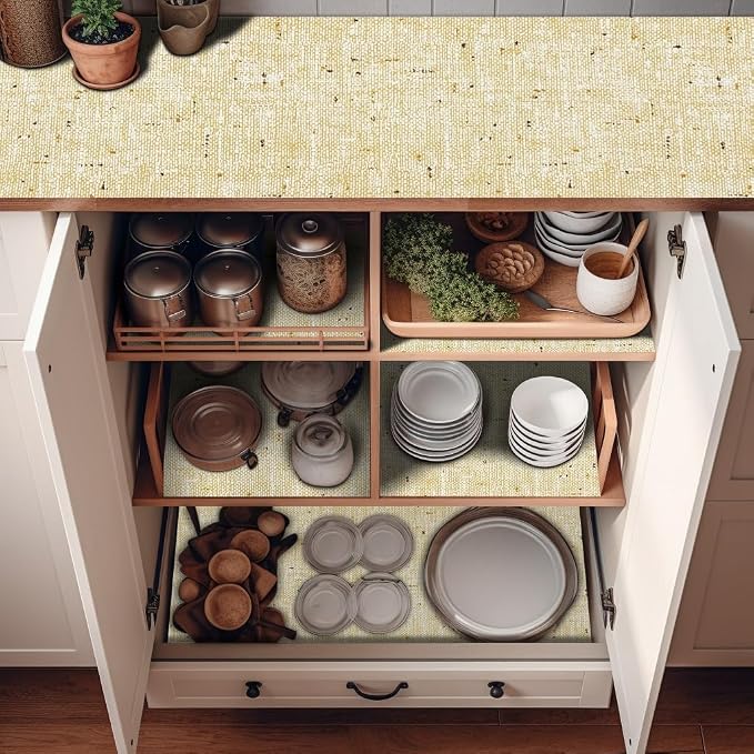 Shelf Liner Non Adhesive 18 Inch x 40 Feet Beige Kitchen Drawer Liner, - Image 9