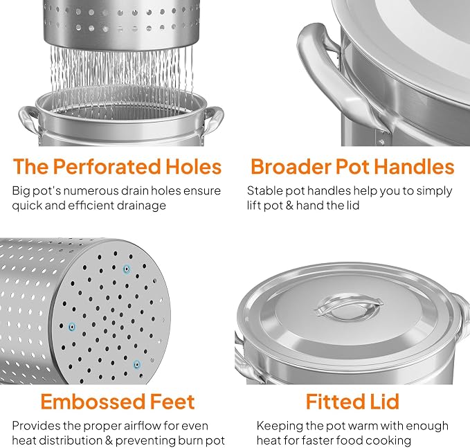 ROVSUN 82-Quart Stainless Steel Turkey Fryer & Seafood Boil Pot - Image 3