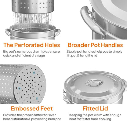 ROVSUN 82-Quart Stainless Steel Turkey Fryer & Seafood Boil Pot - Image 3