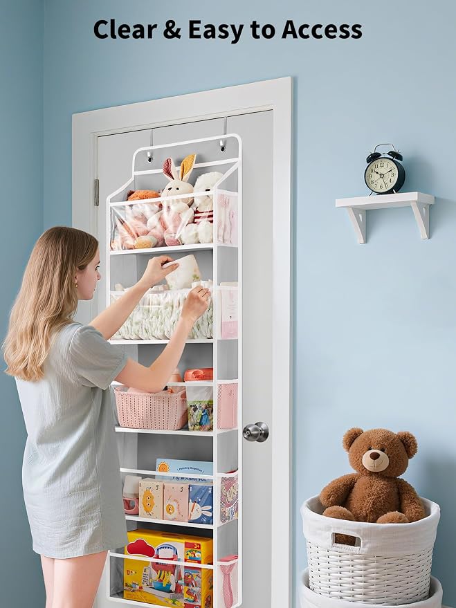 JARLINK Toy Stuffed Animal Storage, Over The Door Organizer W/Clear View Windows - Image 3