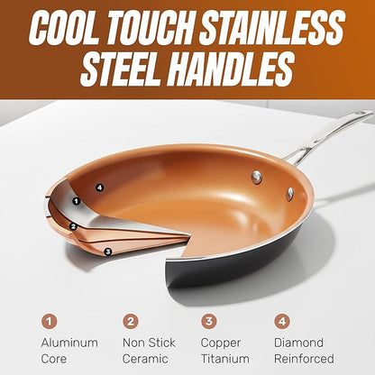 Gotham Steel 12 Pc Ceramic Cookware Set Nonstick, Ceramic Pots and Pans Set Non - Image 6