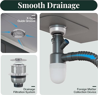 31.5-Inch Undermount Kitchen Sink Workstation, 16 Gauge 304 Stainless Steel Single Bowl Kitchen Sink with Cutting Board, Drying Rack, Roll-Up Rack and Drain Assembly