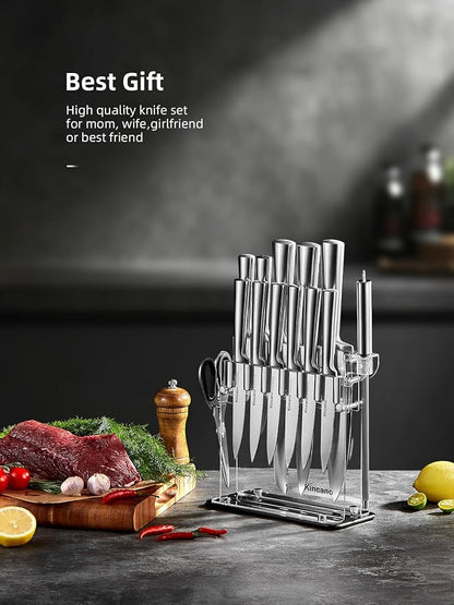 Knife Set, include Steak Knives, Sharpener and Scissors, Ergonomical Design by - Image 7