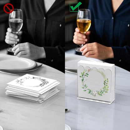 Acrylic Cocktail Napkin Holder, 2 Pack Clear Scalloped Napkin Dispenser - Image 4