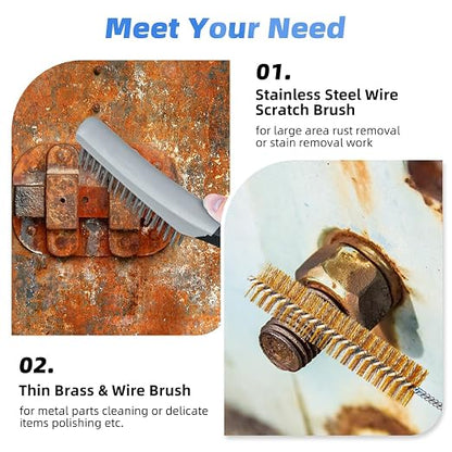 7 PCS Wire Brush Set, Brass Wire Brush and Stiff Bristle Metal Brush - Image 5