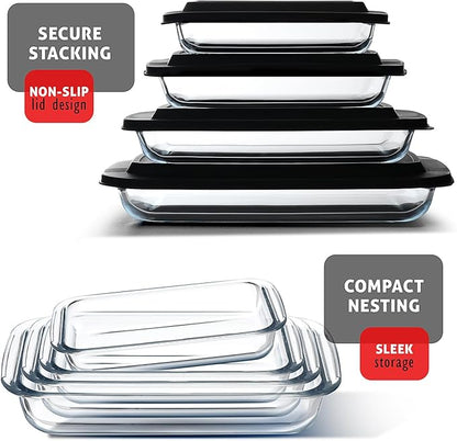 EATEX 8-Piece Deep Glass Casserole Dishes - Image 5