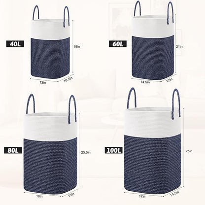 Laundry Basket, Woven Cotton Rope Laundry Hamper, Versatile Storage - Image 3