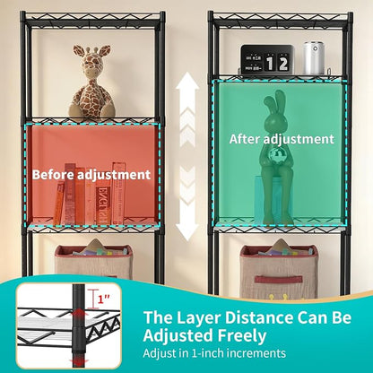 BestOffice | 4-Tier Wire Storage Shelves | 12"D x 18"W x 44"H | Black | - Image 5