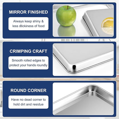 P&P CHEF 12.5 Inch Baking Cookie Sheet, Oven Pan Tray Stainless Steel Sheet Pan - Image 3