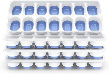 ChefAide Ice Cube Tray with Lid, 4 Packs 56 Cubes Durable Stackable Ice Cube by ChefAide