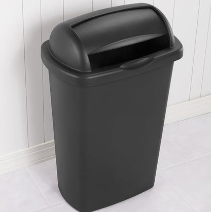 13 Gallon Roll Top Wastebasket – Lift-Open Kitchen Black Trash Can 13 Gallon - Image 4