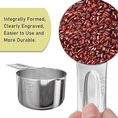 1PCS 1/2Cup Single Measuring Cup, Stainless Steel Measure Scoop, Metric and US - Image 3