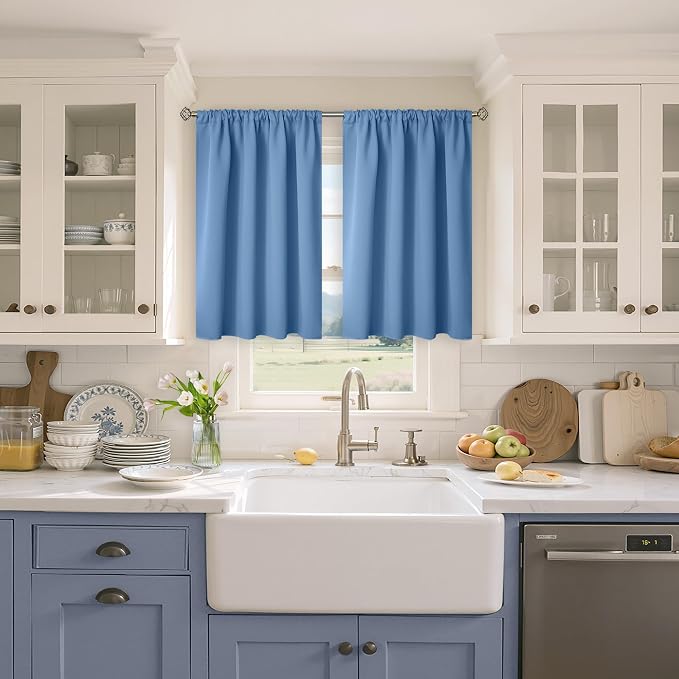 BGment Denim Blue Blackout Curtains 40 Inches Length - Image 2