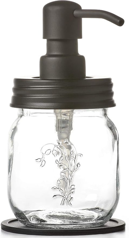 12oz Mason Jar Black Soap and/or Lotion Dispenser by Industrial+Rewind