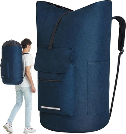 Laundry Backpack Heavy Duty, 115L Extra Large Laundry Bag with Straps, Dorm Room Essential for Guys, Backpack Laundry Bags with 4 Pockets, Laundry Hamper Bags for College Dorm, Apartment, Laundromat