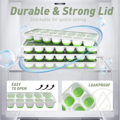 ChefAide Ice Cube Tray with Lid, 2 Packs 28 Cubes Durable Stackable Ice Cube - Image 7