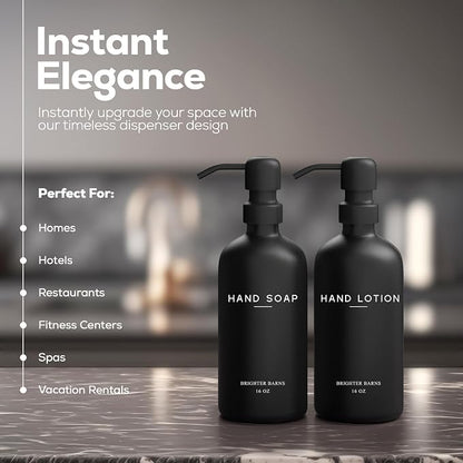 Black Glass Soap and Lotion Dispenser Set by Brighter Barns - Image 2