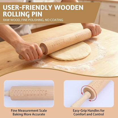 Long Adjustable Wood Rolling Pin: 21.1 Inch Rolling Pin - Image 3