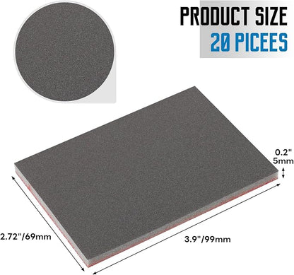 20 Pack 800 Grit Sanding Sponge, 3 x 4 Inch Soft Foam Sanding Block Wet Dry - Image 2