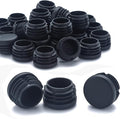 Furnigear Plastic Plugs Tubing End Caps Chair End Caps 1 3/16" Outside Bottom Round Tubing Caps Round Furniture Sliders Glides Black (Fit 1.1-1.13" Tube Inner Diameter, 24pack)