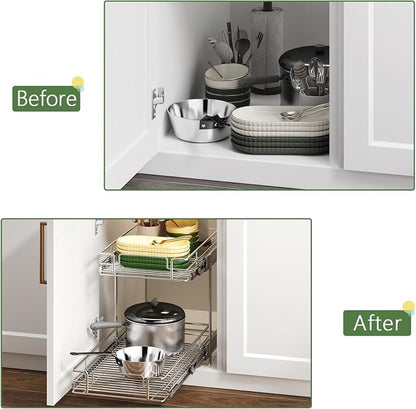 2 Tier Individual Pull Out Cabinet Organizer 15½" W x 21½" D, Heavy Duty - Image 8