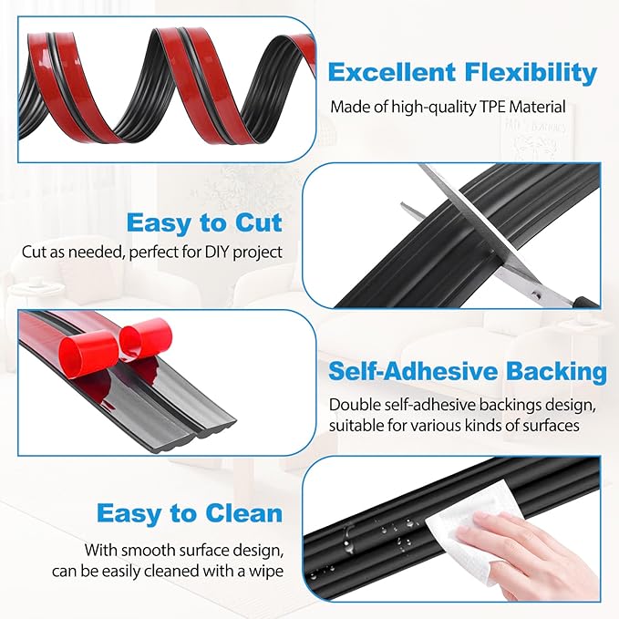 Wall Corner Protector Peel and Stick Corner Trim Molding Flexible Inside & Outside Wall Edge Guard Self Adhesive Moulding Trim for Edge Use, Black, 0.8” W x 40’ L