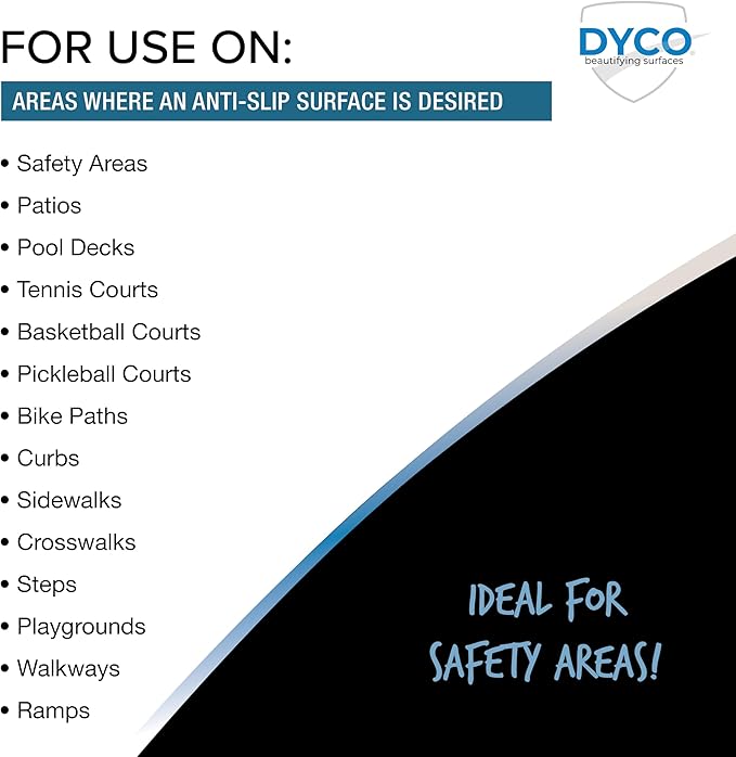 DYCO Court & Floor Anti-Slip Coating - Slip-Resistant Pavement, Cement & Concrete Paint for Pickleball, Tennis & Basketball Courts, Exceeds ADA Standards for Safety Areas (Space Blue, 5 Gallons)