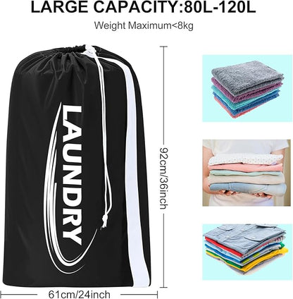 Sylfairy 2 Pack XL Laundry Bag with Strap,Heavy Duty Travel Laundry Bag,Rip-Stop Dirty Clothes Shoulder Bag with Drawstring,Easy Fit a Laundry Hamper or Basket Travel Essentials