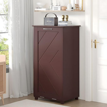 VECELO Tilt Out Kitchen Trash Bin Cabinet, Dog Proof Garbage Can - Image 3