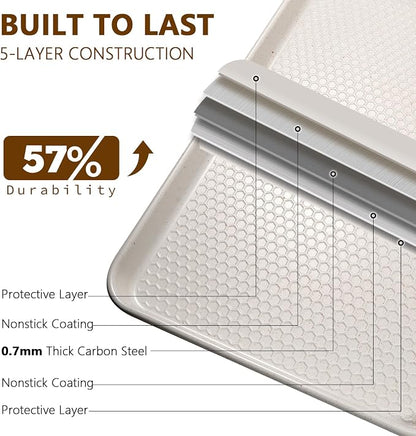 Wildone Baking Sheet Pan Set, Honeycomb Embossed Nonstick Baking Sheet 15x10 In - Image 3