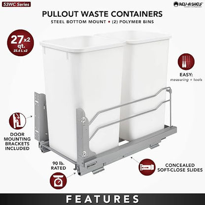 Rev-A-Shelf Double Pull-Out Trash Can - Image 3