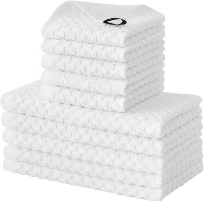 Fintale 100% Cotton Kitchen Towels and Dishcloths Set, 12 x 12 & 15 x 25 Inches by Fintale