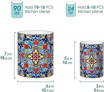 vancasso SIMI Utensil Holder, 7.3"+5.5" Porcelain Kitchen Utensil Holder - Image 2
